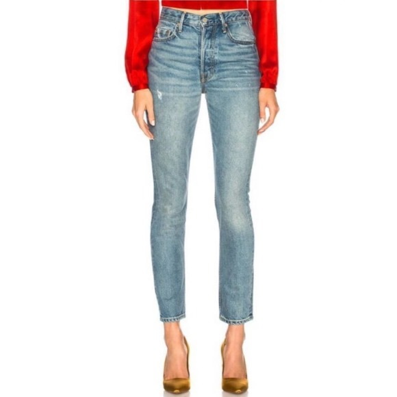 GRLFRND Karolina High Rise Distressed Skinn Jeans in Last Dance Retro Vintage - Picture 6 of 13